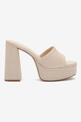 Dolly Mule In Natural Raffia Comfort Tongue