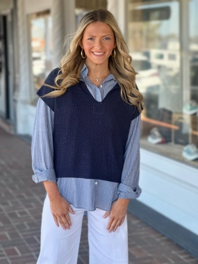 CroppedLength AntiSnag Fabric In The Breeze Navy Sweater