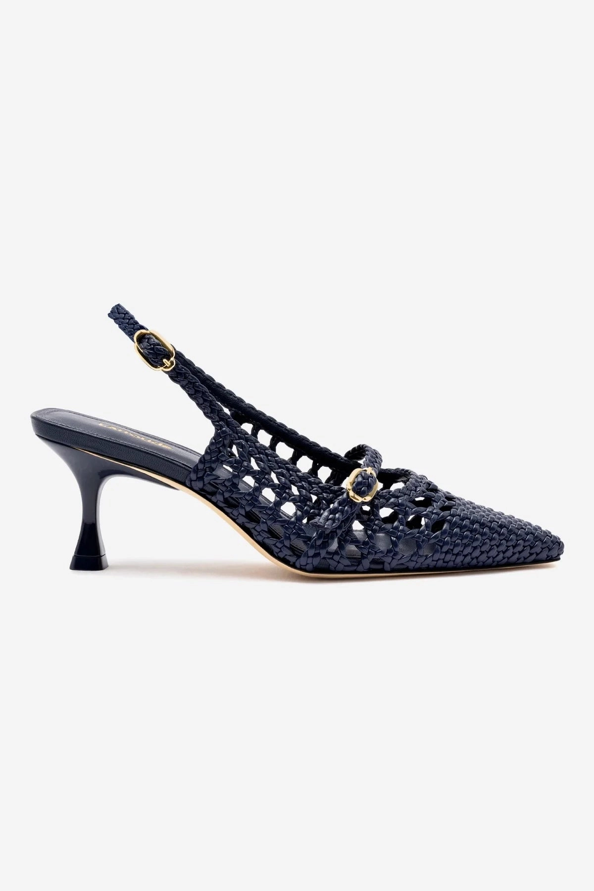 Ines Macrame Pump In Navy Leather Craftsmanship