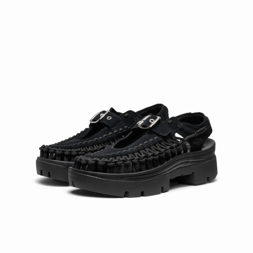 All Gender UNEEK PLT Mary Jane Sneaker  |  Black/Black Heel Design Comfortable walking shoes