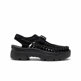Comfortable Straps Practical Comfort All Gender UNEEK PLT Mary Jane Sneaker  |  Black/Black