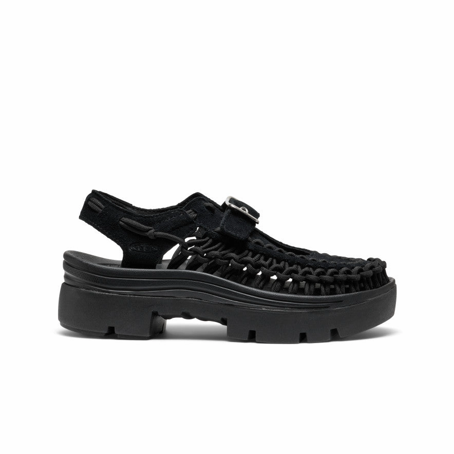 Comfortable Straps Practical Comfort All Gender UNEEK PLT Mary Jane Sneaker  |  Black/Black