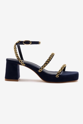 Feather Light Modern Commuters Grip Hold Gio Milanina Sandal In Navy Suede