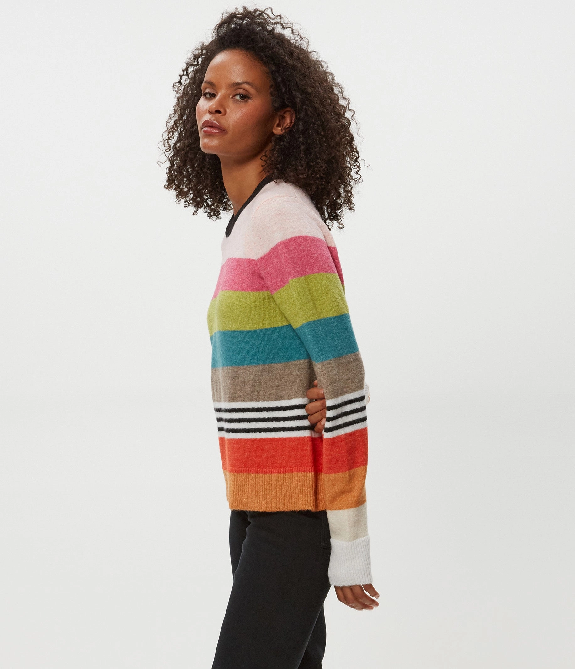 UltraFineMesh Wool Sweater IRENE STRIPE CREW NECK PULLOVER