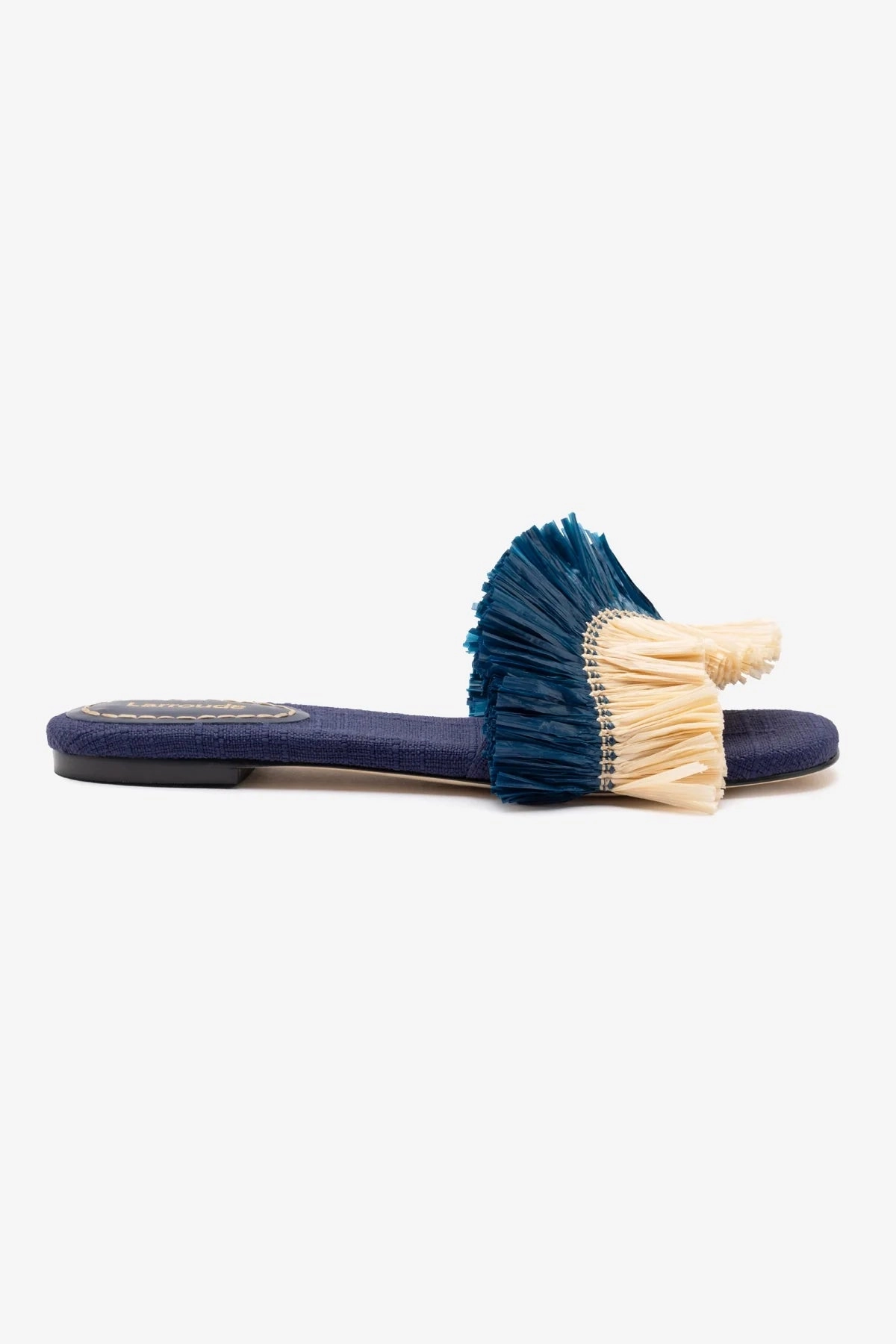 Work Base Ivy Fringe Flat In Navy Raffia