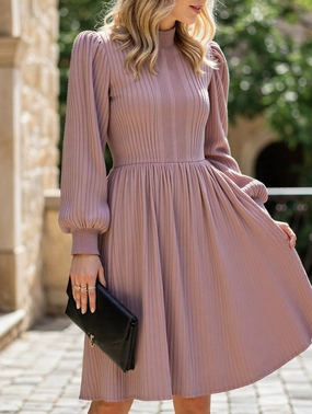 soft look Relaxed Design jacquard long-sleeved dress