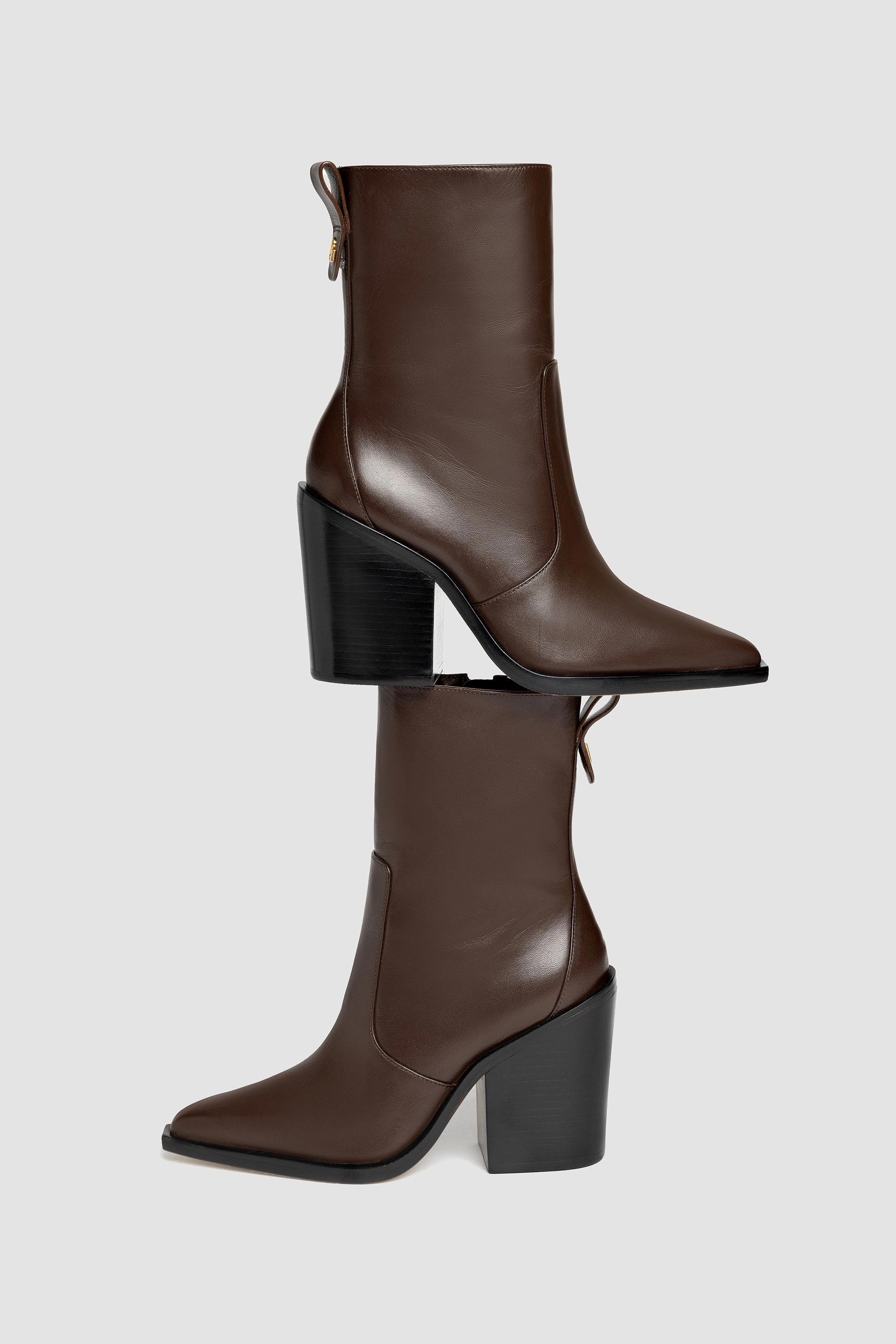 James Bootie In Brown Leather Bold Tone