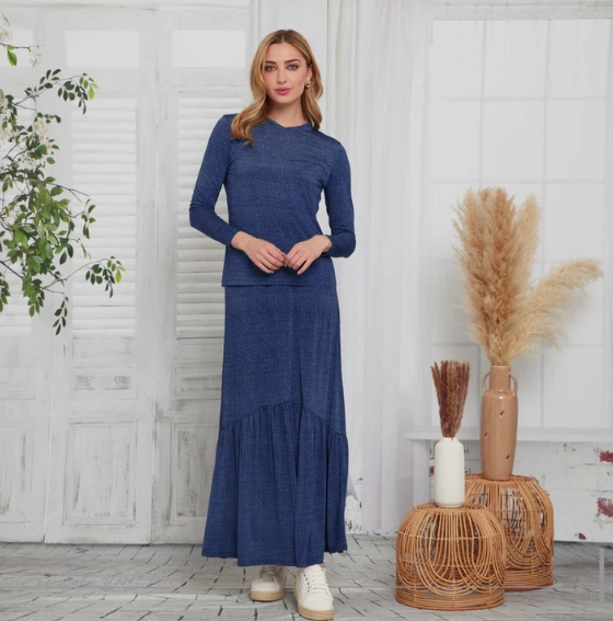 Daily Wear Japparel Chambray Ruffle Maxi 336