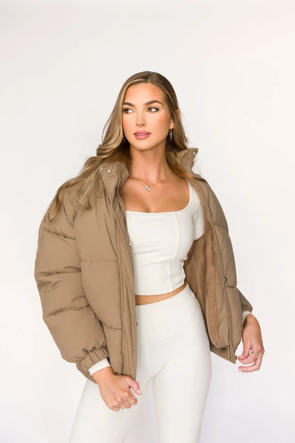 Jasmine Oversized Puffer Jacket in Khaki MinimalistCut
