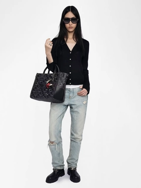 Jemma Wool Cardigan Black Ergonomic Shoulder Shape AntiPilling Technology