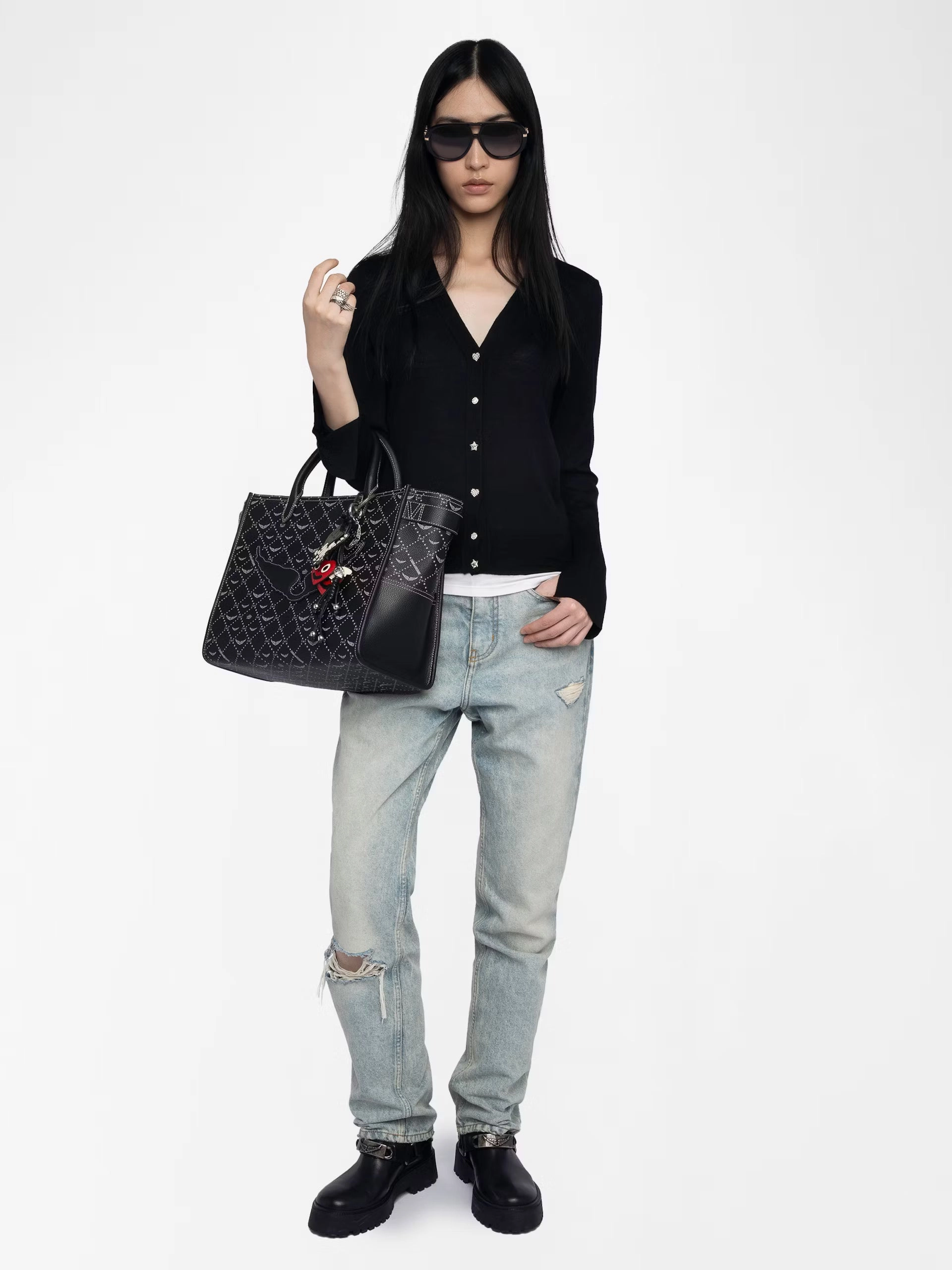 Jemma Wool Cardigan Black Ergonomic Shoulder Shape AntiPilling Technology