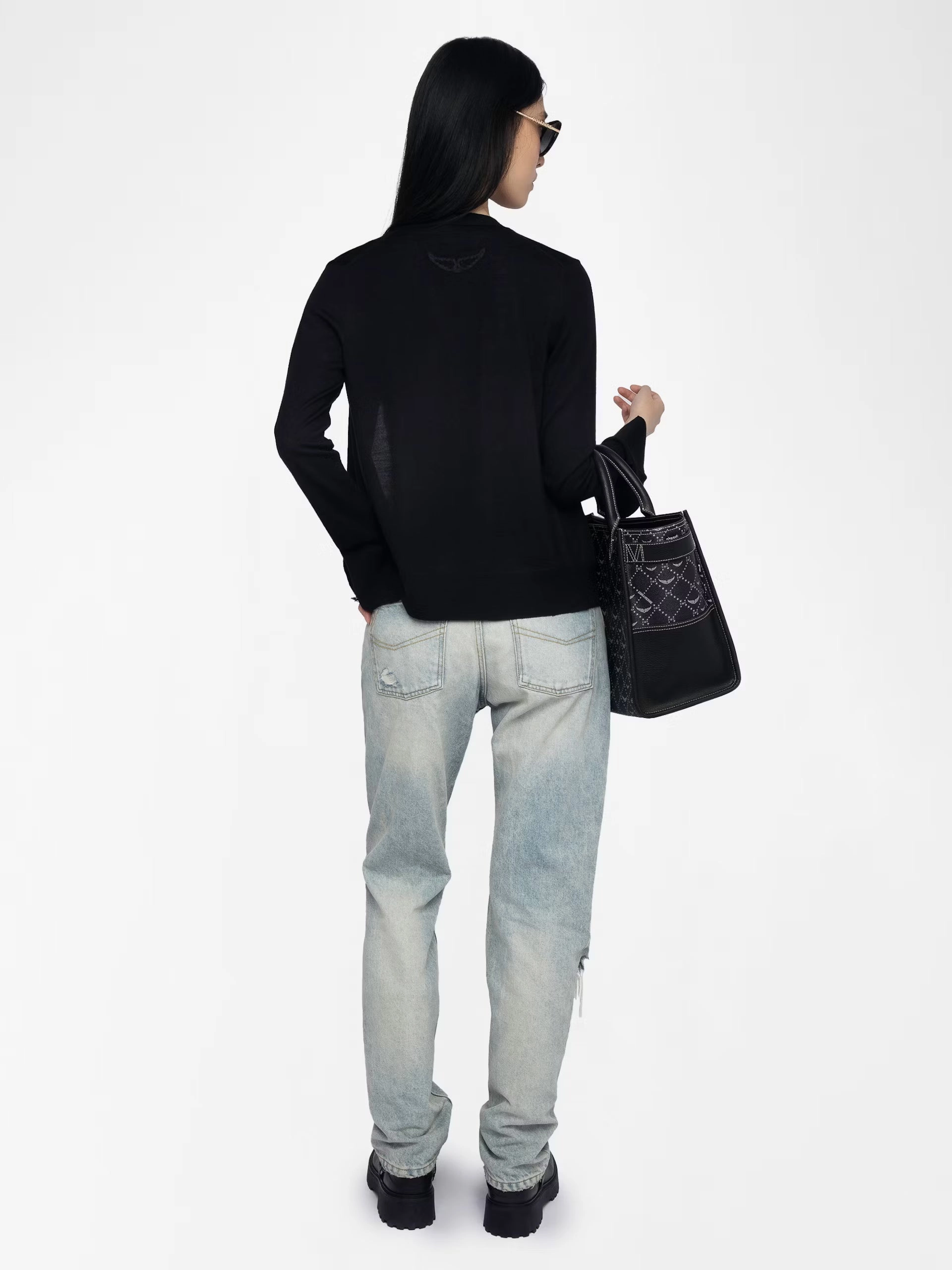 Sporty Sweatshirt Jemma Wool Cardigan Black