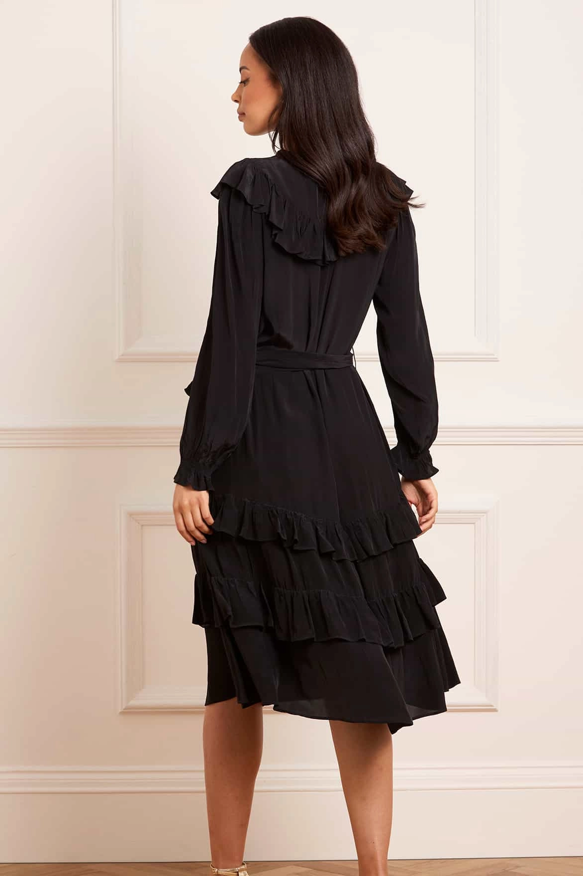 Occasion Ready Frayed-Edge Joelle Crepe Midaxi Dress