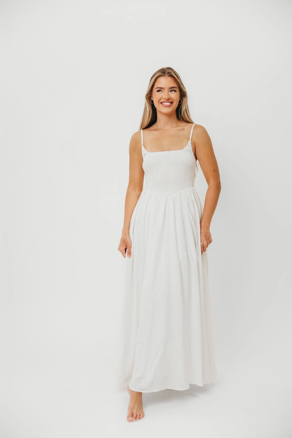 Coffee Break Day Love Josefina Smocked Maxi Dress in Off White *Final-Sale*