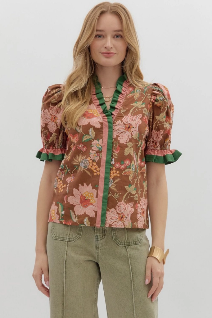 Juliet Floral Ruffle Top LowMaintenance Cozy Layer