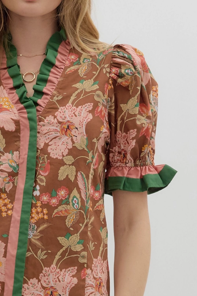 Juliet Floral Ruffle Top WideNeckOpening