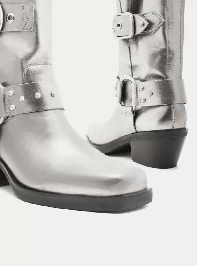 Asymmetric Lacing System Kaia Leather Block Boot