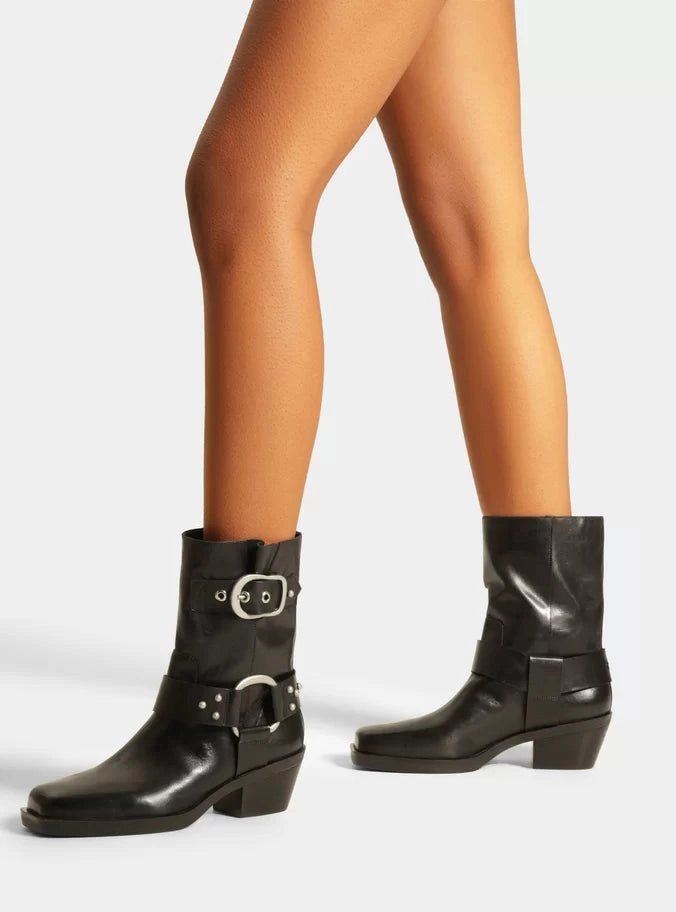 Kaia Leather  Block Boot Versatile Footwear
