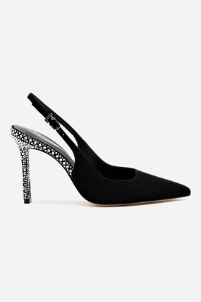 Kaitlan Crystal Pump In Black Suede Memory Foam Casual Wear