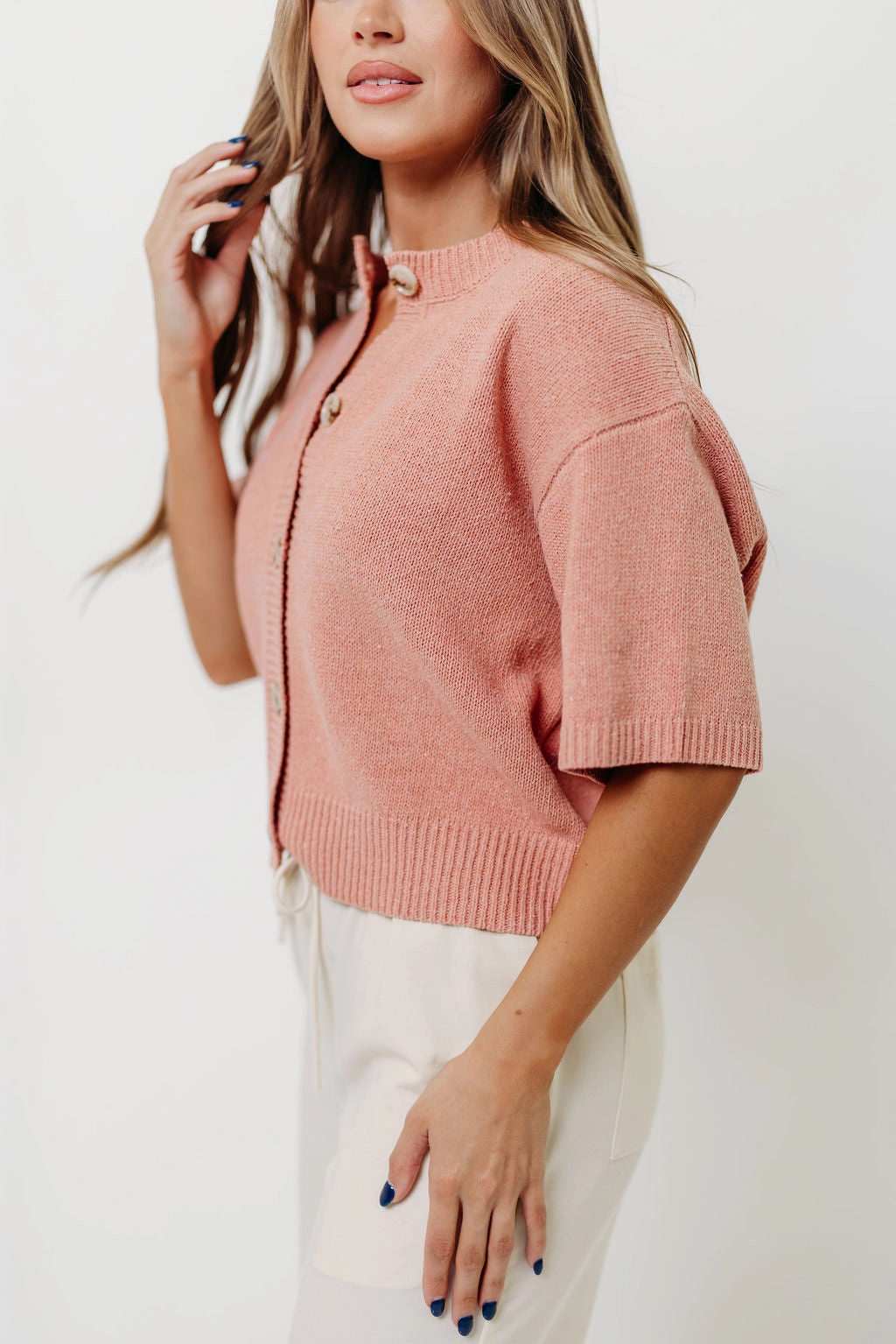 Katalina Cardigan Top in Pink Breathable mesh lining