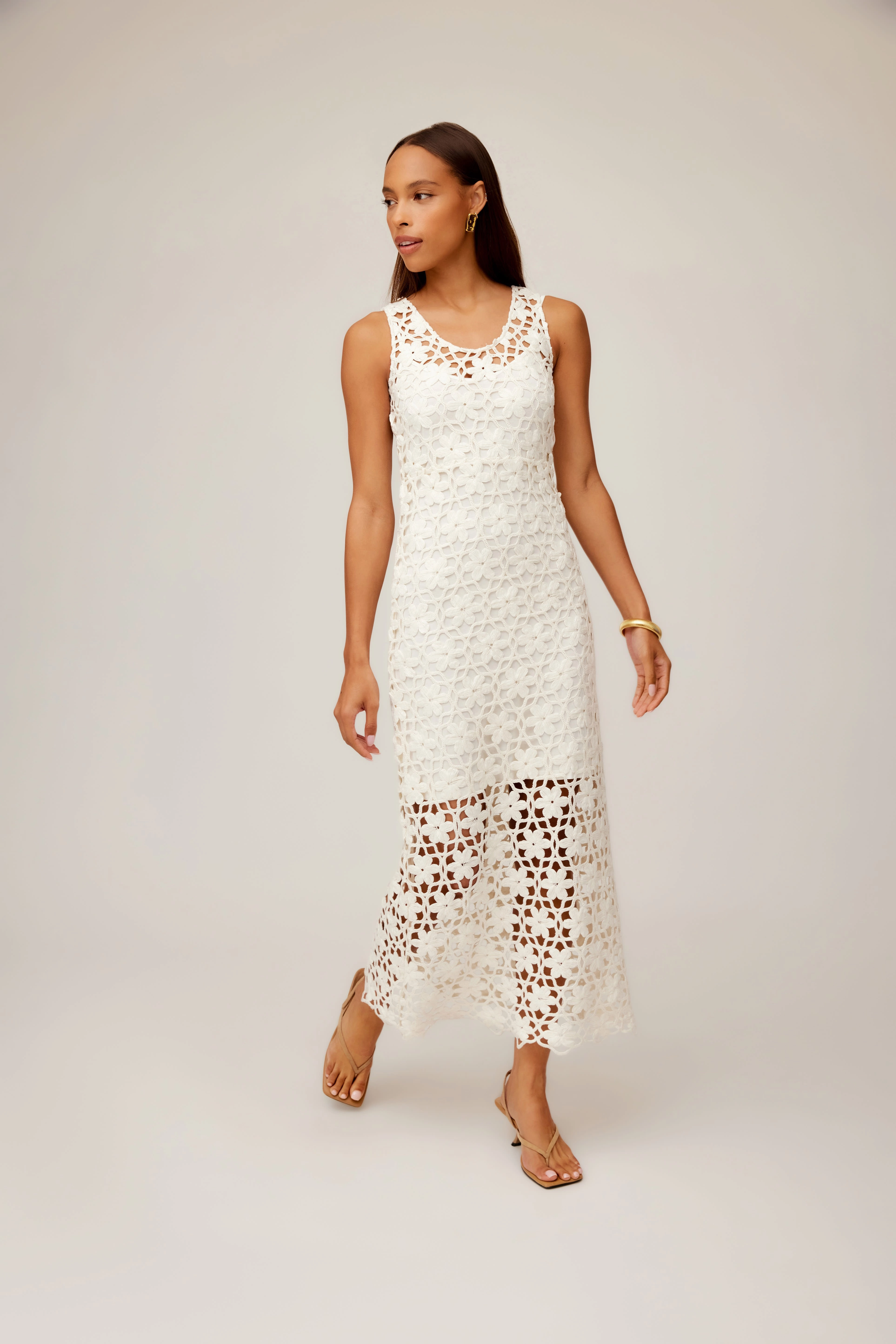 Soft cotton dress Kelsie Crochet Dress Ivory