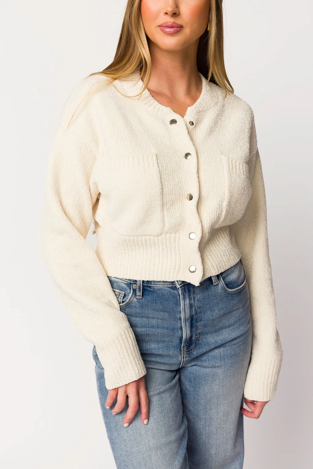 HighCollar Design Kendall Knit Bomber Jacket in Ivory *Final-Sale*