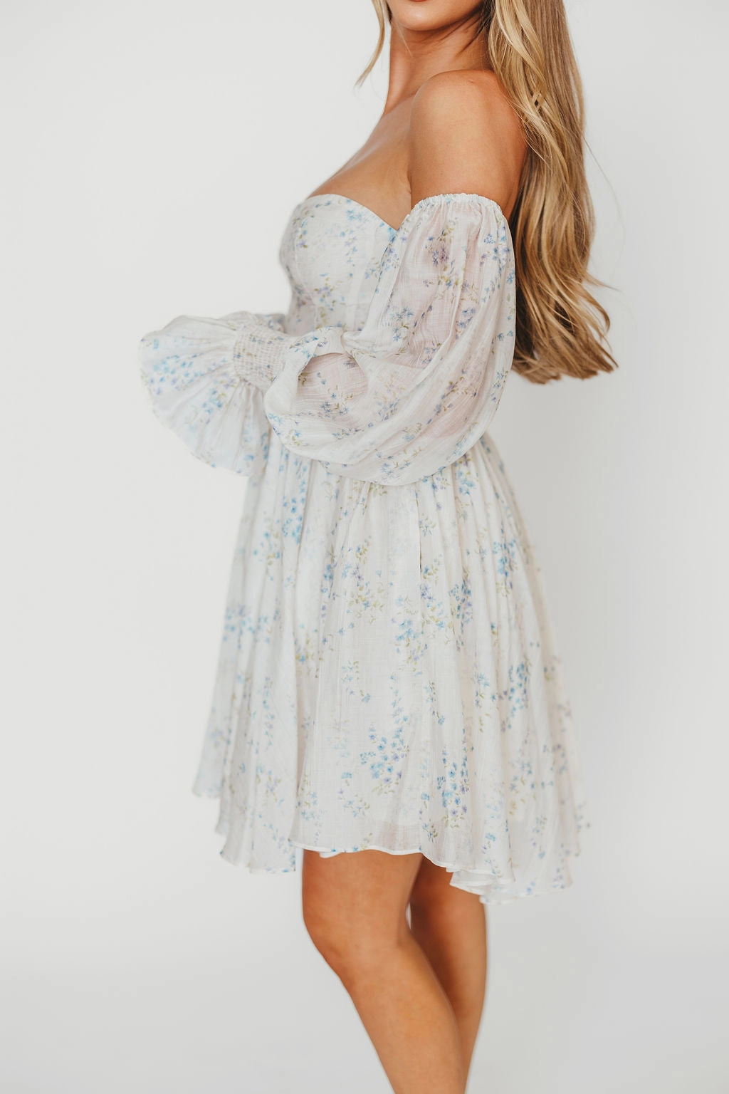 Kennedy Floral Mini Dress in Blue- Bump Friendly *Final-Sale* Calm Silhouette