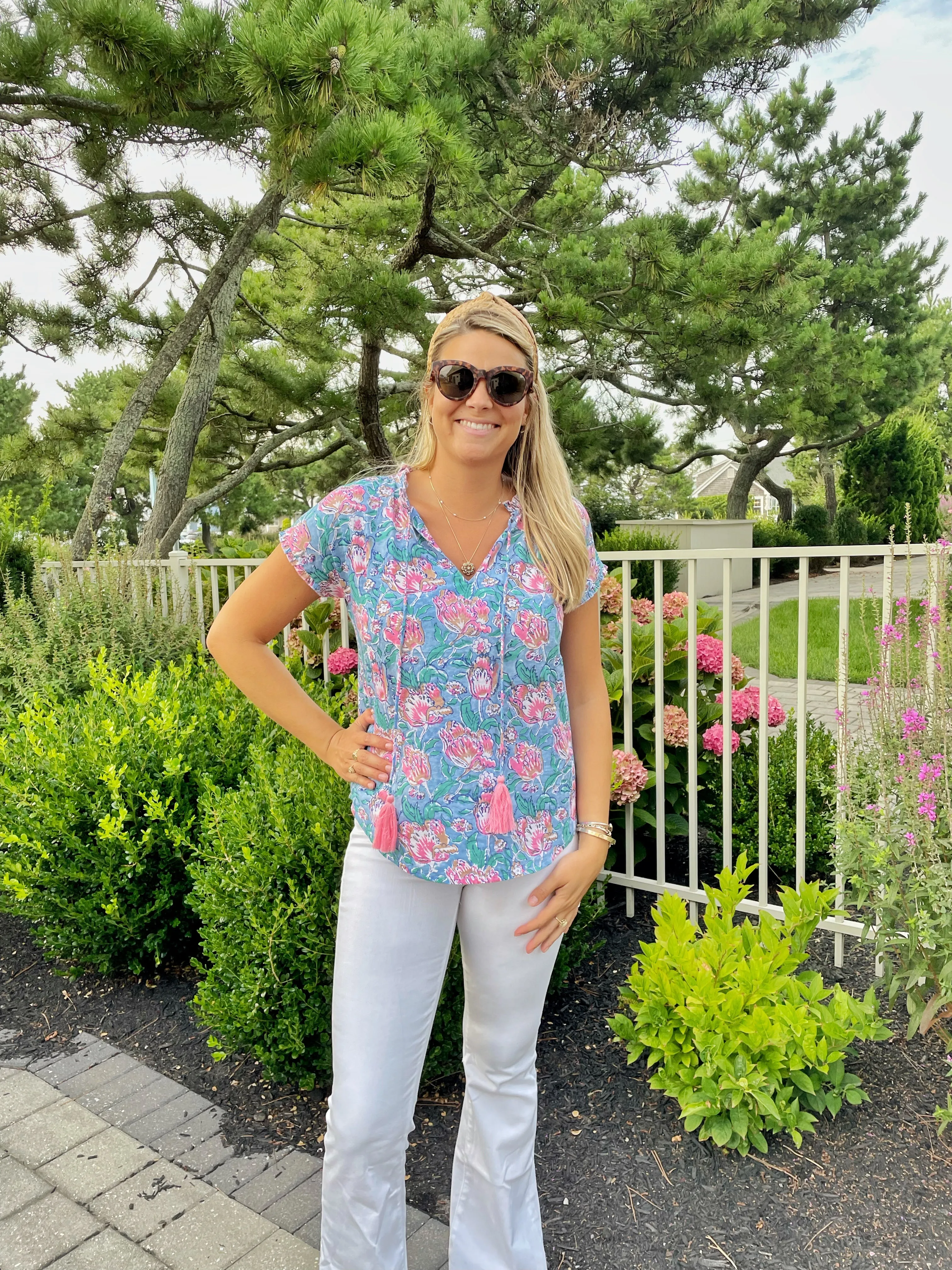 Wide Shoulder Cut Kensington Top Apricot Afternoon