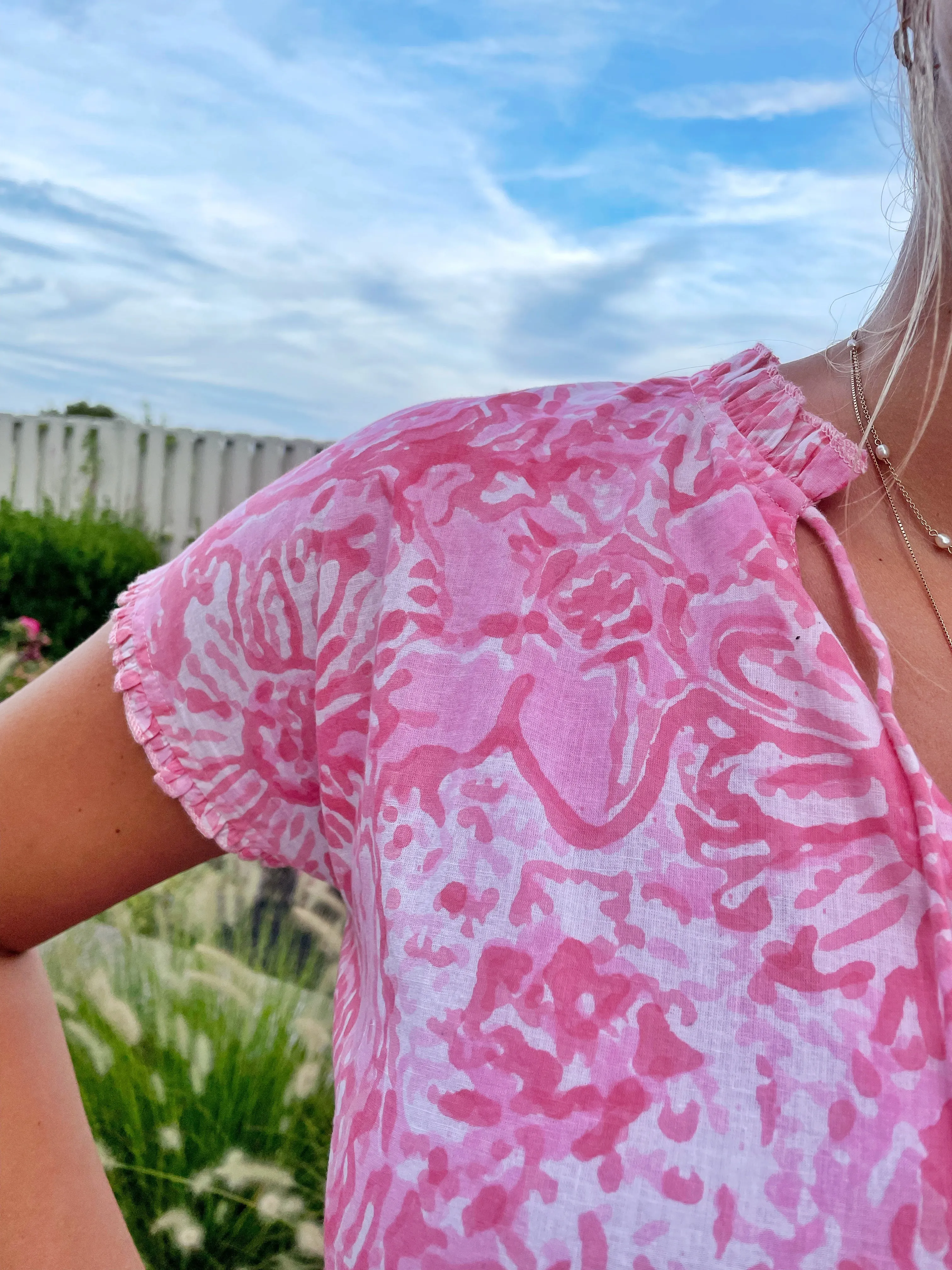 YarnDyedFabric Kensington Top Pink Zinnia