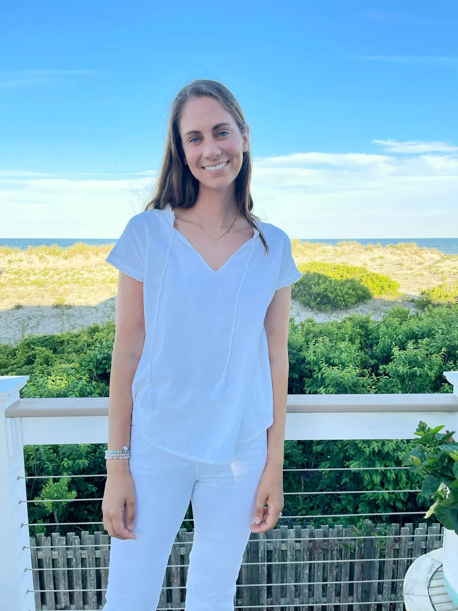 Bound Seam Finish Soft Touch Kensington Top Solid White