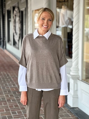 Kerisma Fawn Mock Top in Brown PocketDetails Reinforced Elbow Patches