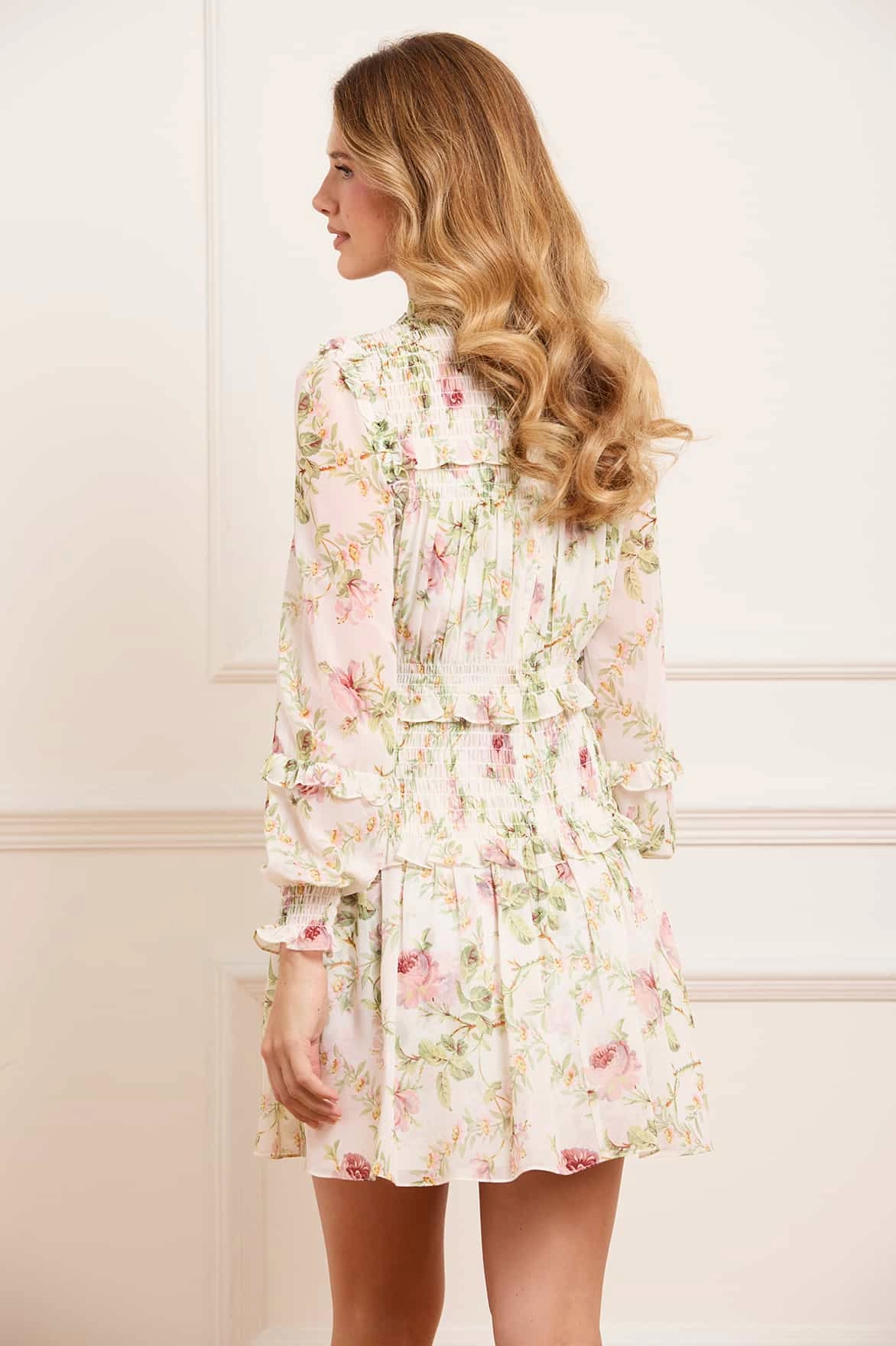 Colette's Rose Emilia Georgette Micro Mini Dress Weekend Look Light Drape