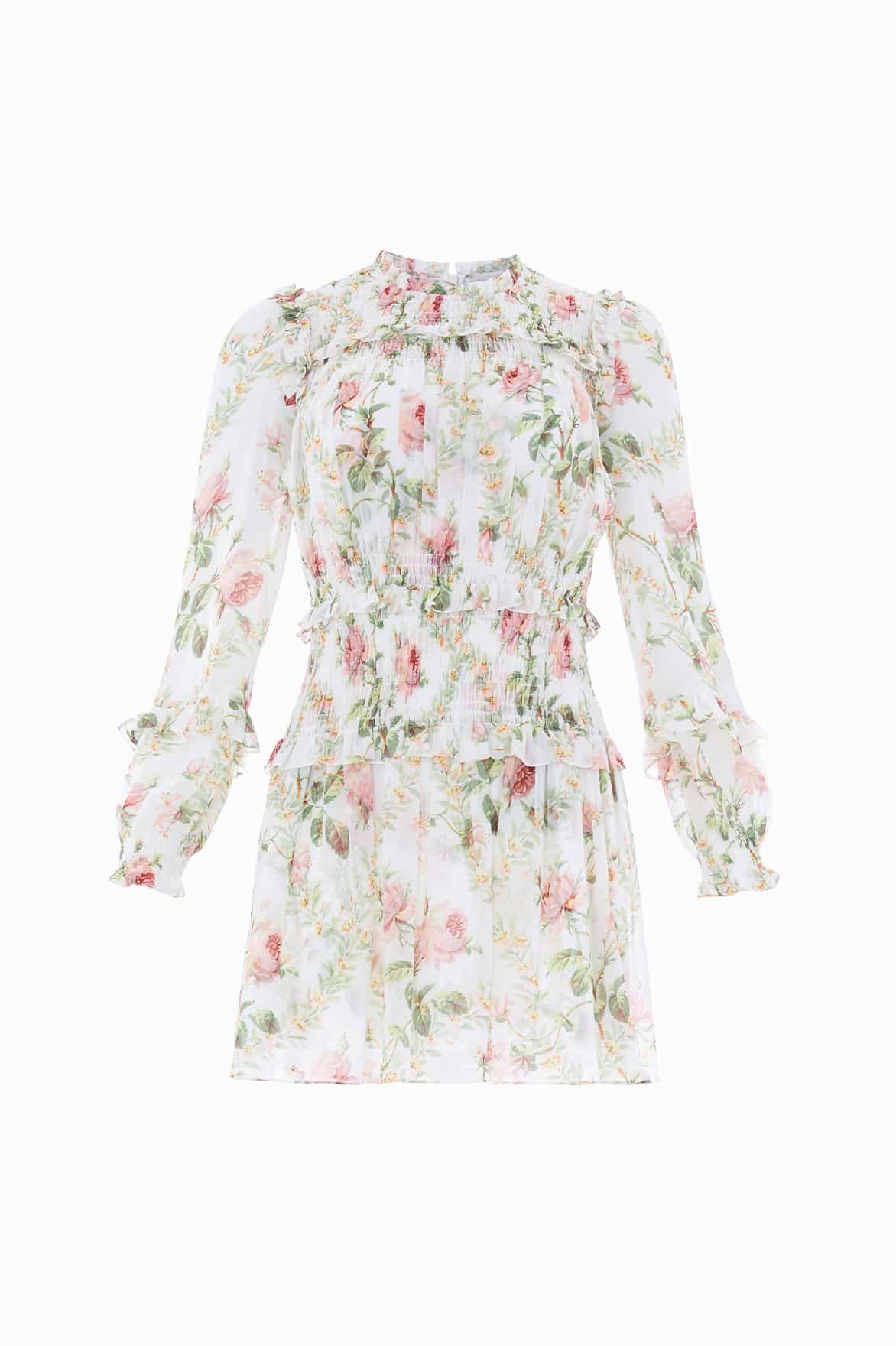 Colette's Rose Emilia Georgette Micro Mini Dress Airy Drape
