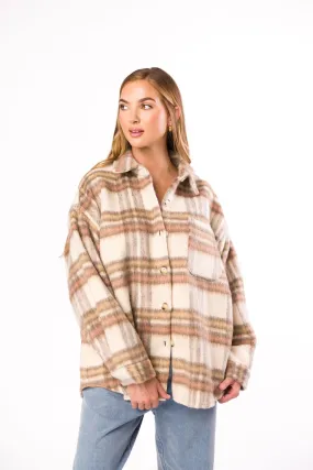 Kingston Flannel Jacket in Natural Plaid *Final-Sale* Friction Resistant Finish SeamlessConstruction