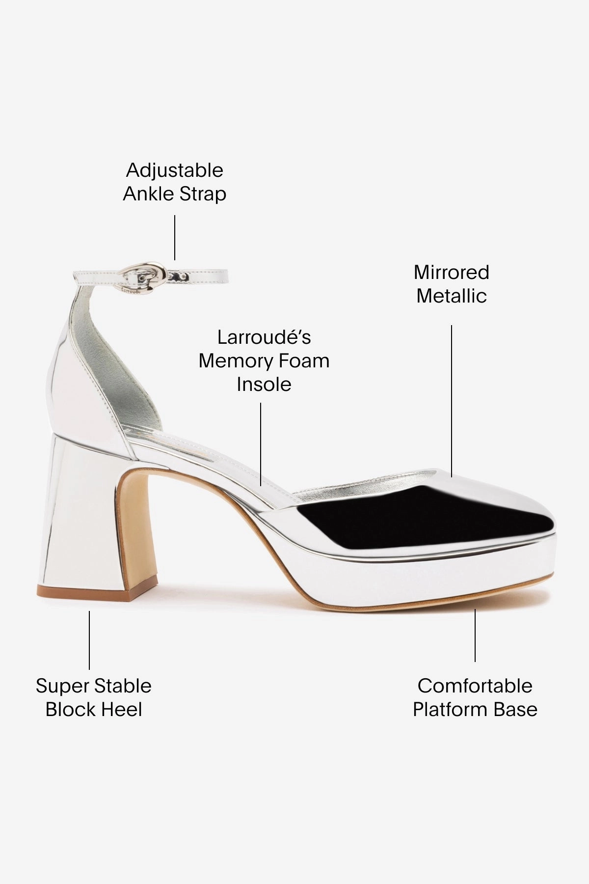 Zen Step Metal Edge Ari Verona Low Pump In Silver Specchio