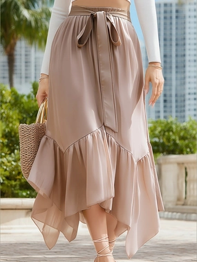 Flexible shape LACE-UP IRREGULAR PATCHWORK SKIRT