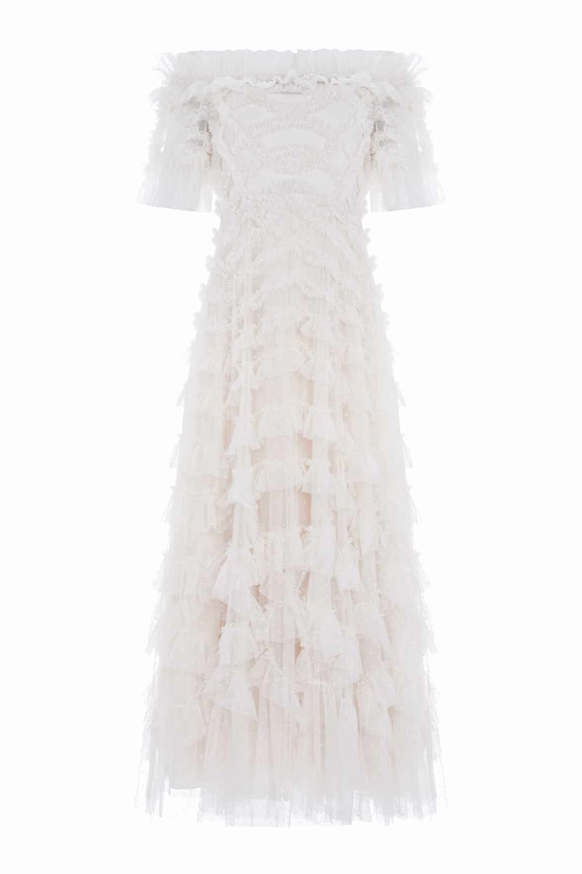 Midi-Length Korean Trend Lana Off-Shoulder Gown