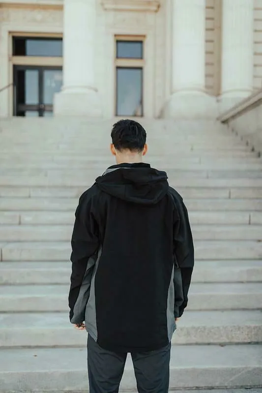 Landway 3-in-1 Coat Black/Charcoal Fray Resistant Edges LayeredNeckline