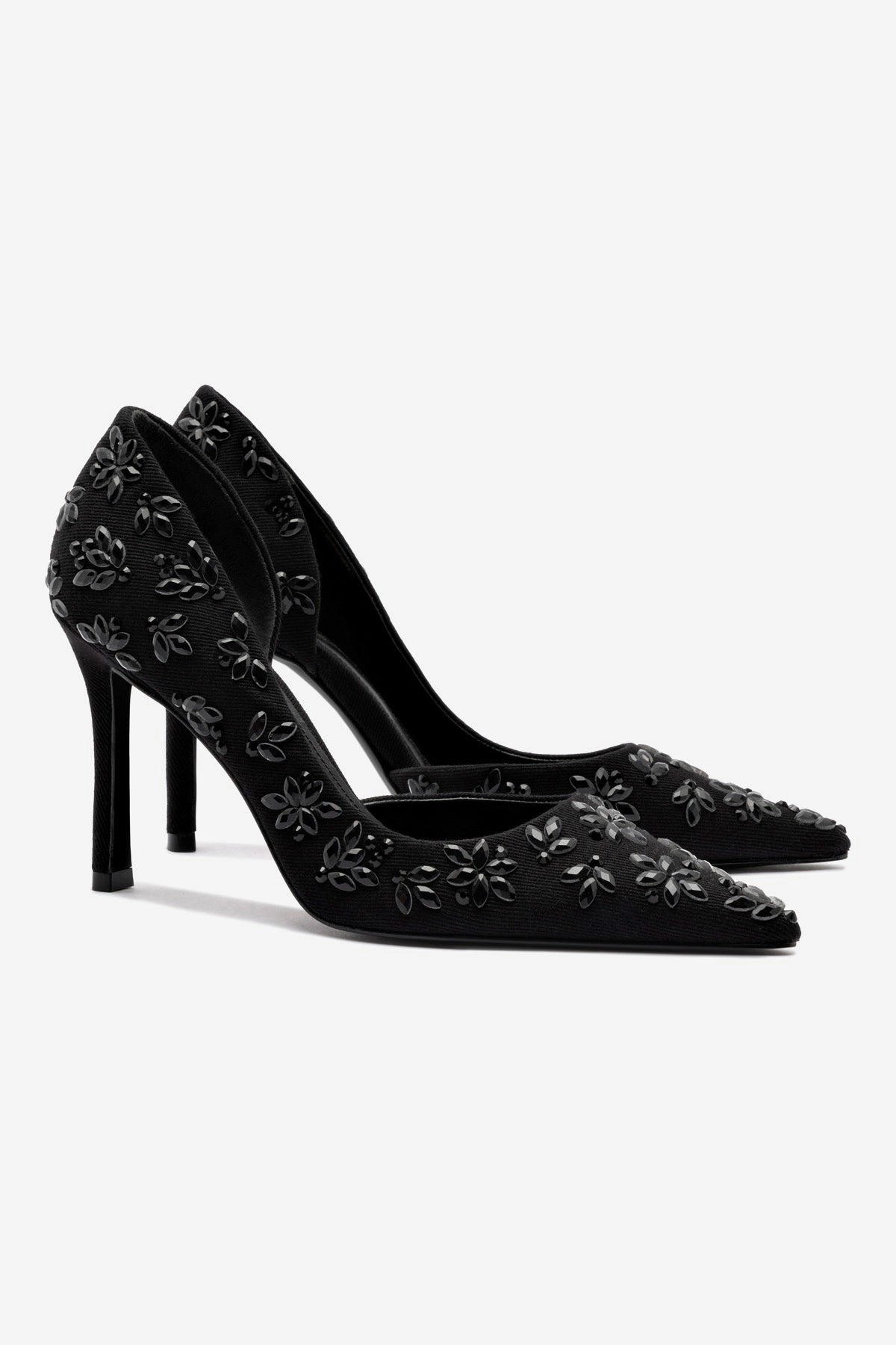 Larroud x CPPXO D'Orsay Pump In Black Denim Seamless Interior Silver Shine