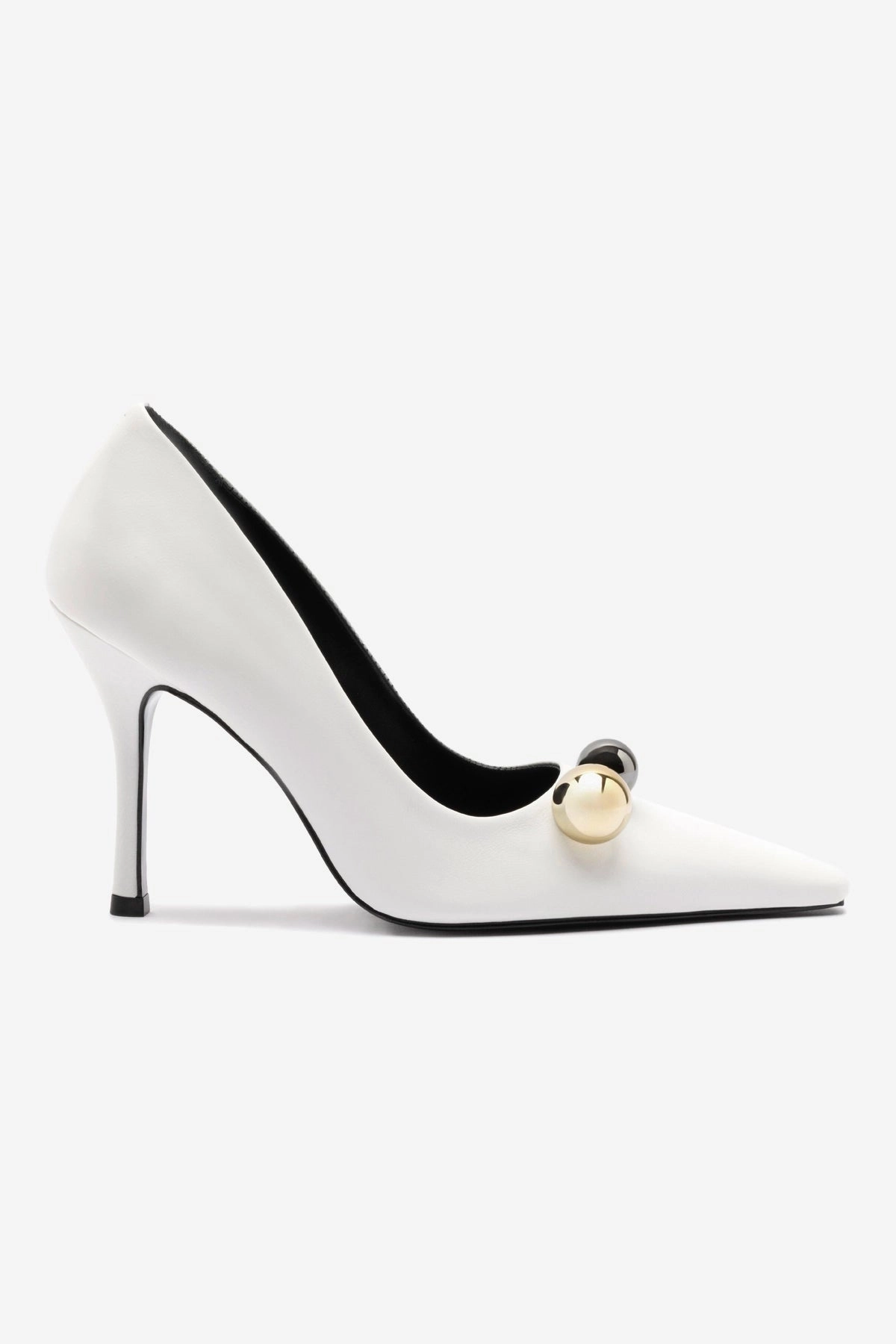 Larroud x CPPXO Pump In White Leather construction Shine Silver