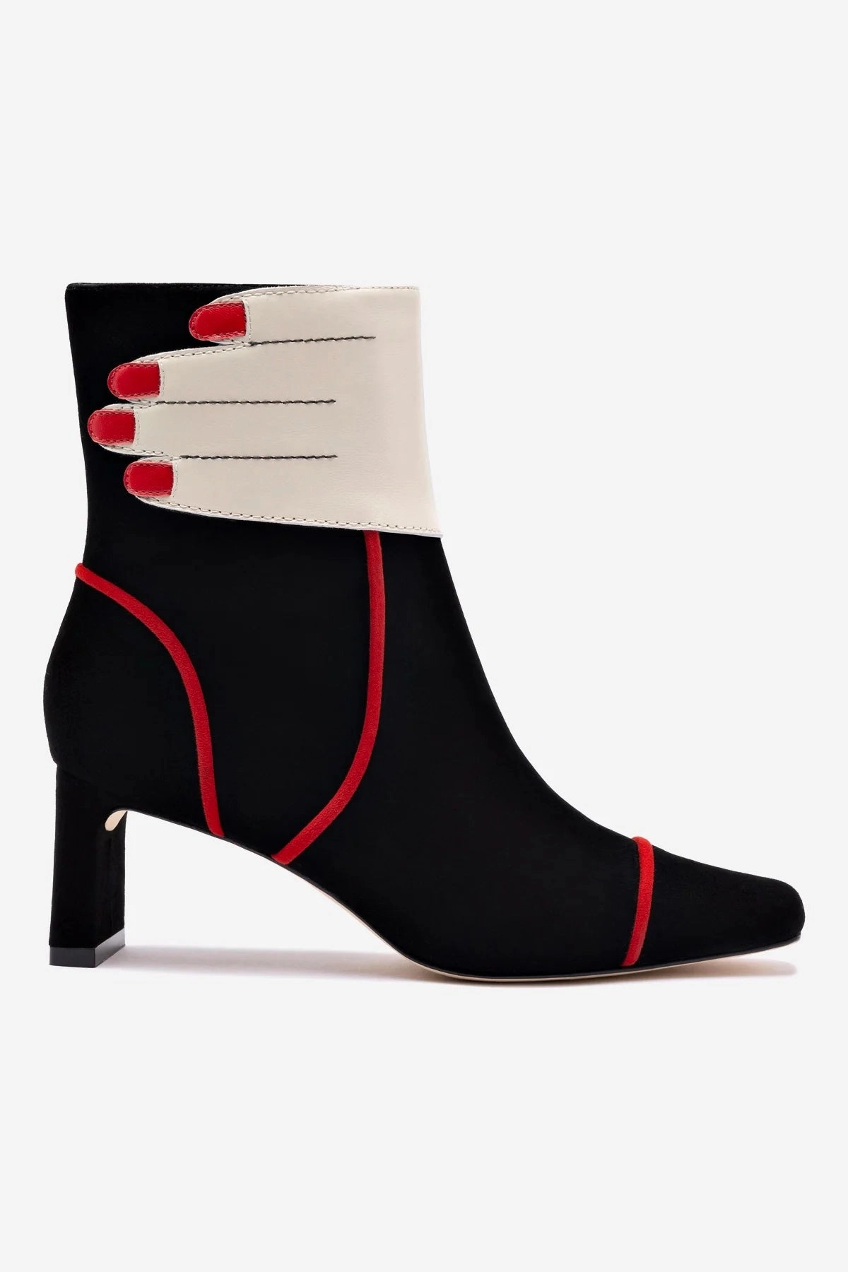 Street Ball Trend Hot Larroud x Libertine Hand Boot In Black, Ivory and Scarlet Leather