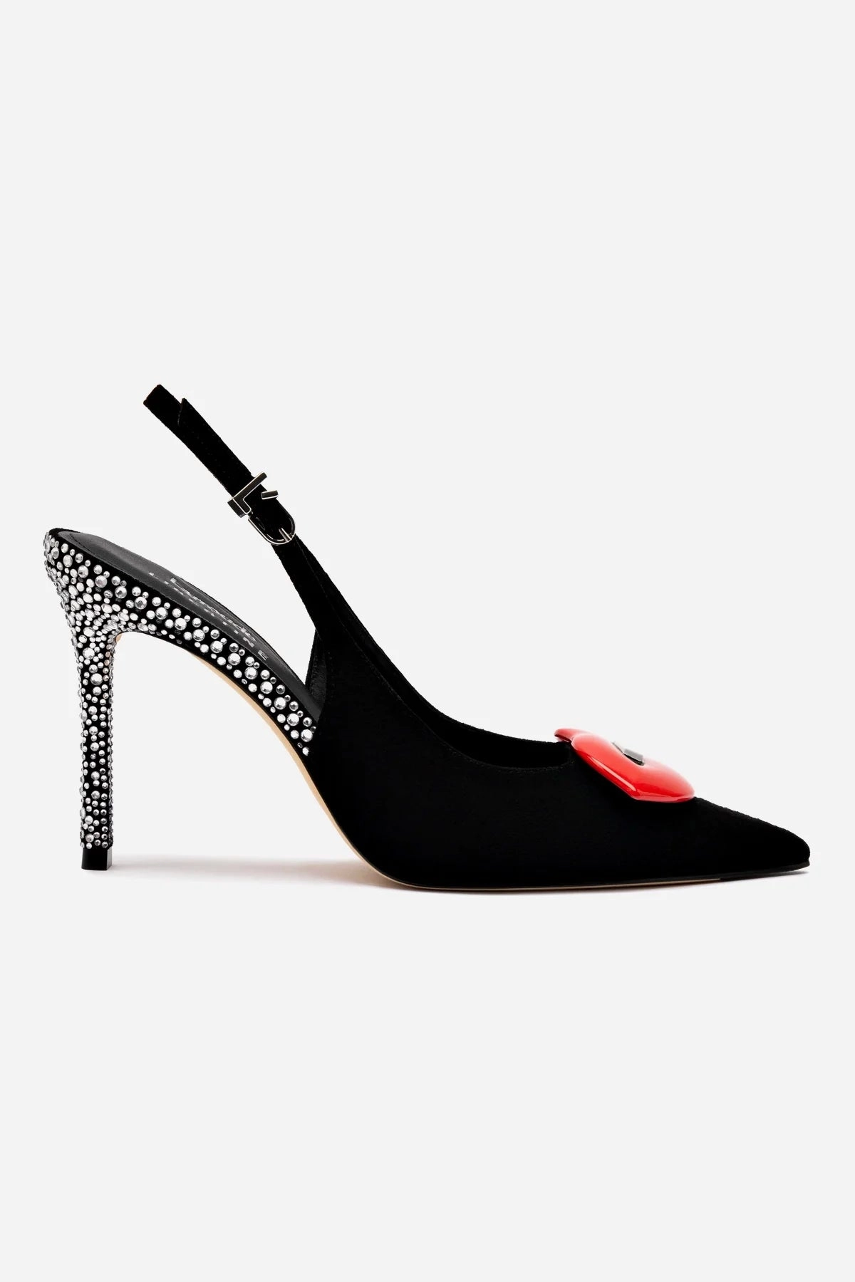 Larroud x Libertine Lips Pump Hi In Black Suede and Crystals Responsive Cushion Fitness Lovers Retro Core