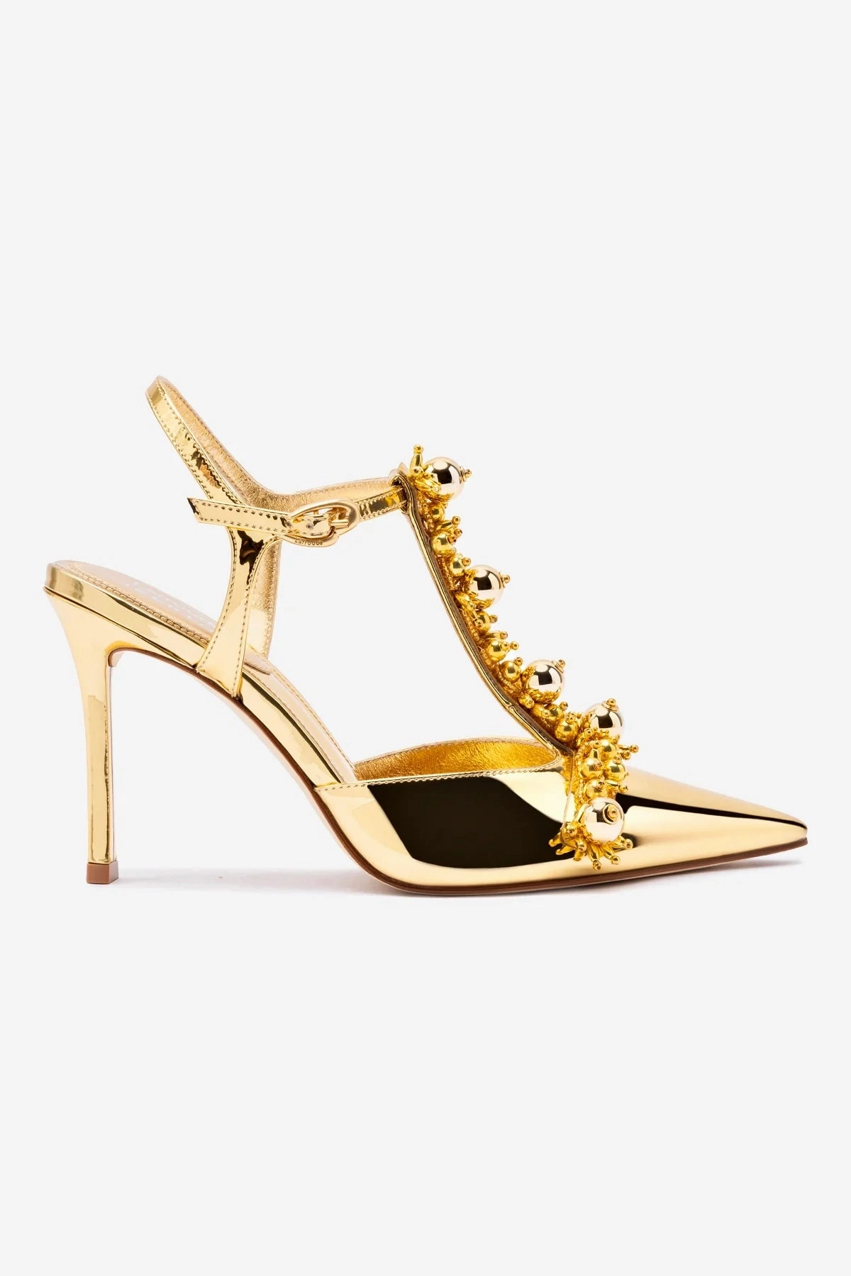 Larroud x Libertine Pump In Gold Specchio and Golden Balls Non Slip Tread
