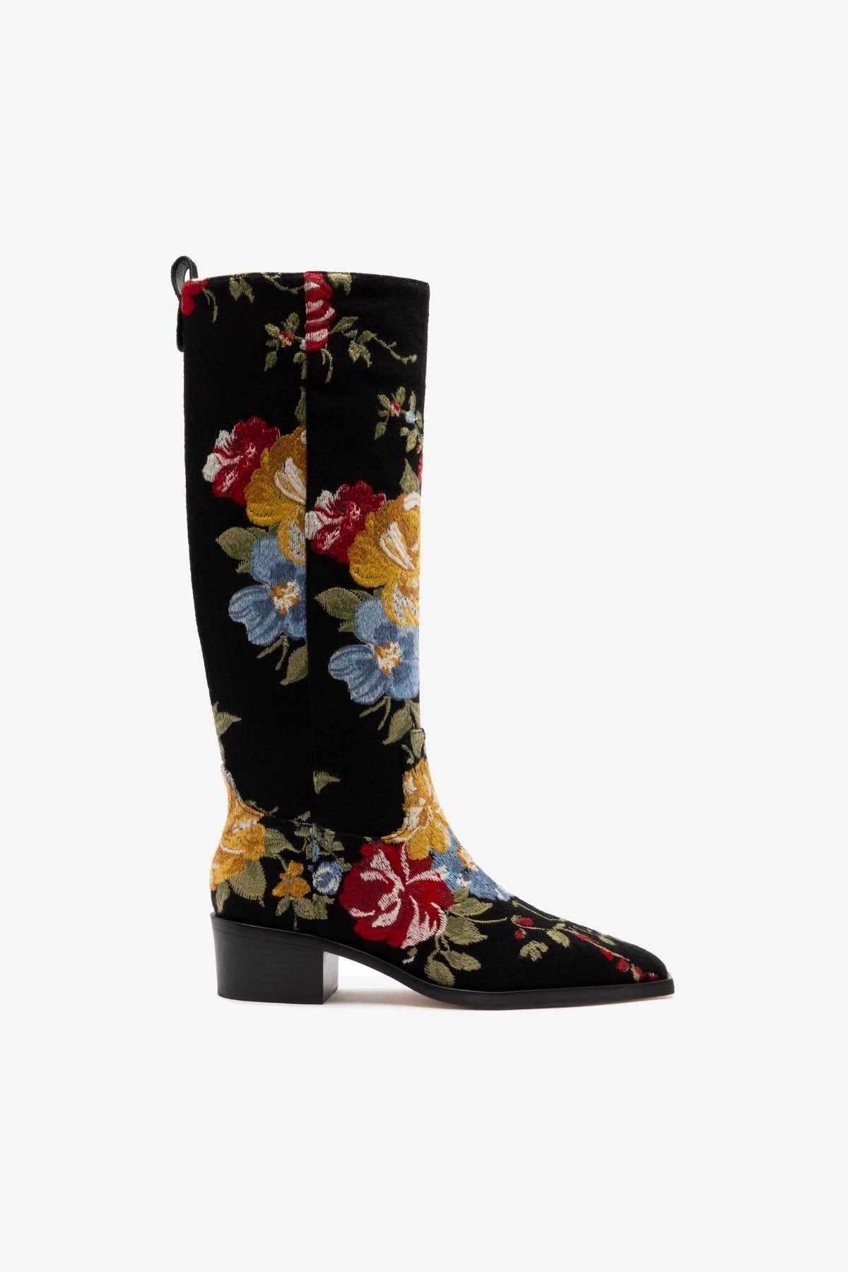 Larroud x Markarian Florencia Boot In Floral Embroidery Black Fabric Dock Easy Cushioned Insole Technology