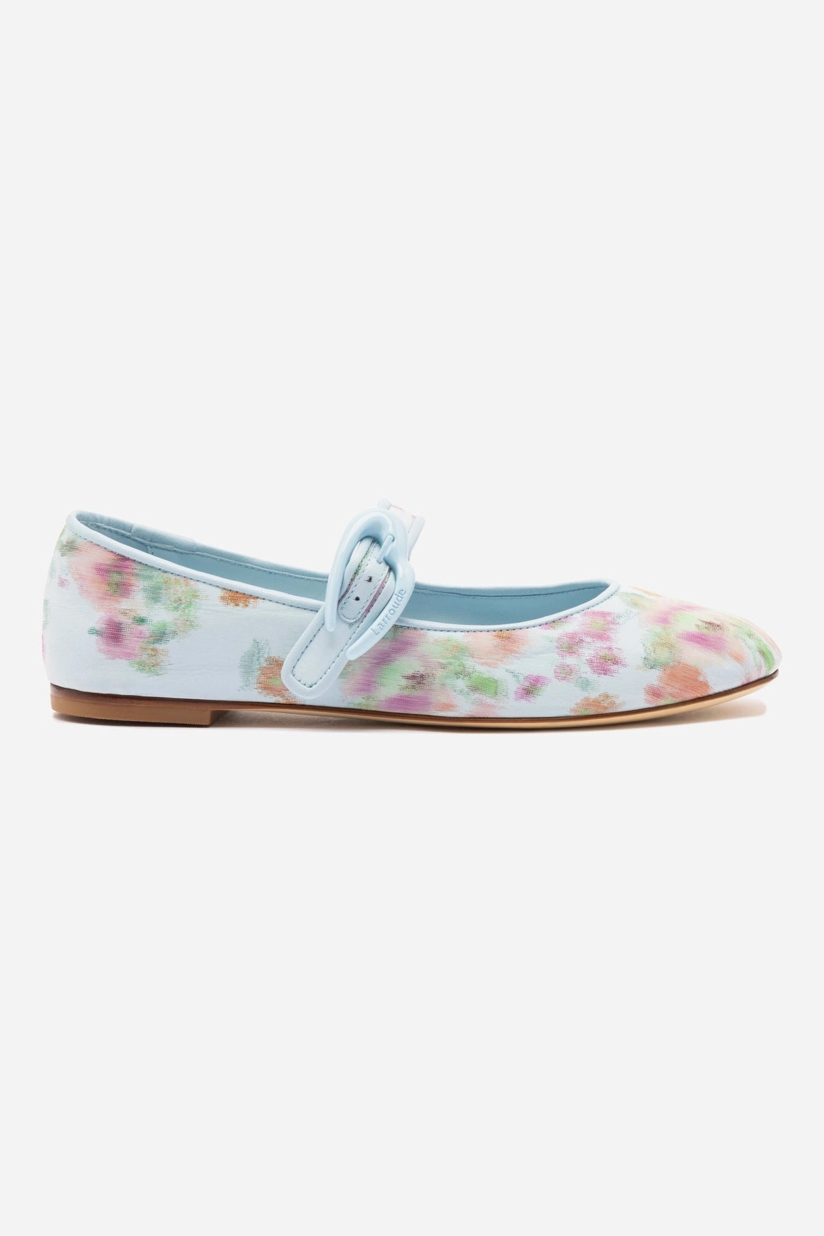 Larroud x Markarian Verona Ballet Flat In Apple Blue Floral Ikat Gym Life