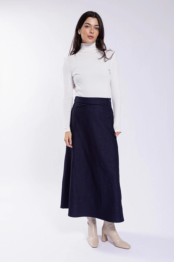 Outfit Diary Balanced Outfit Latitude Denim Stretch Chambray A line Skirt LA339D