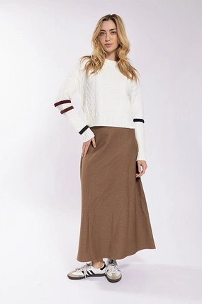 Latitude Mocha Chambray A Line Skirt LA339M Gathered waist Bold Statement
