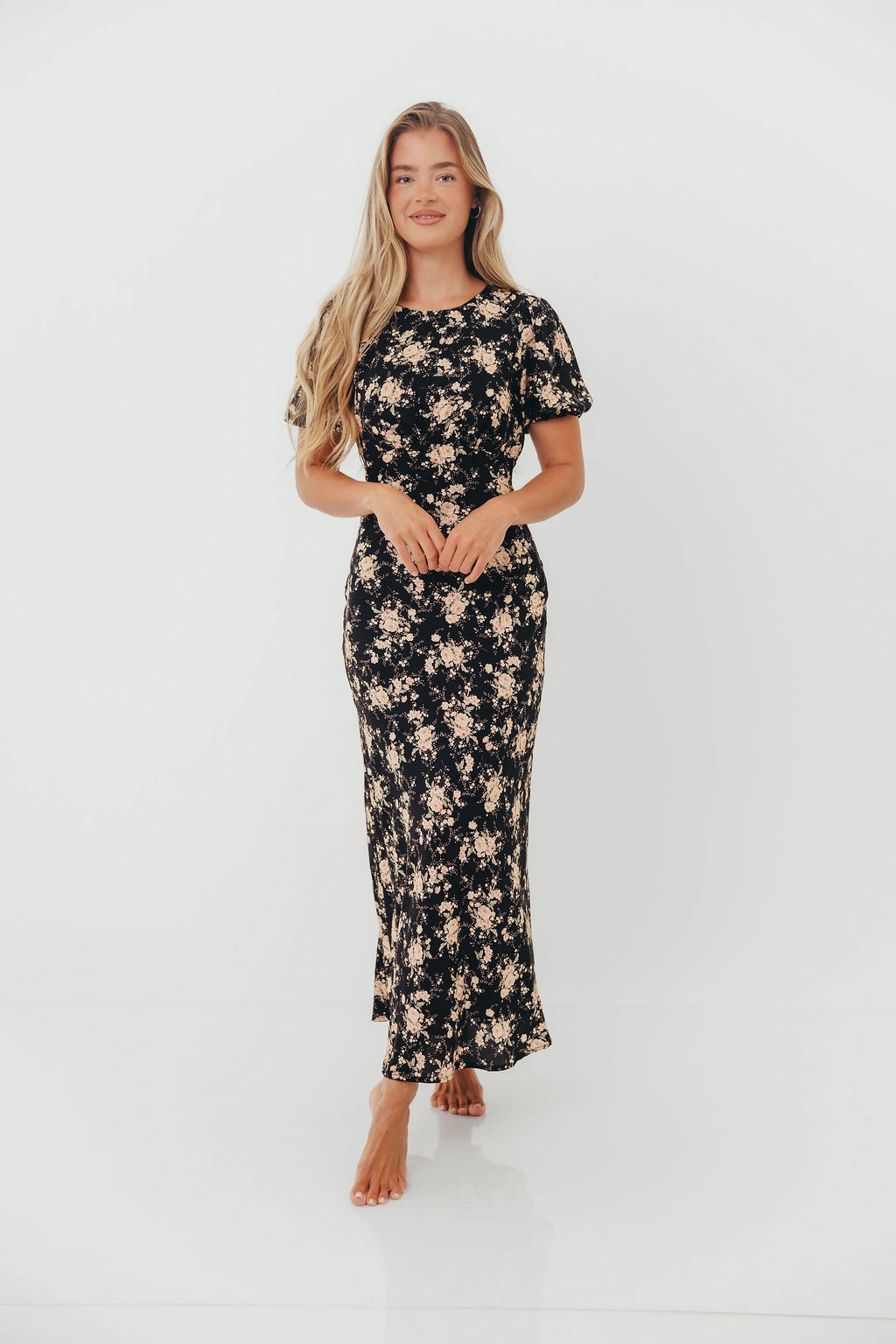 Annie Maxi Dress in Black Floral Festive Wear
