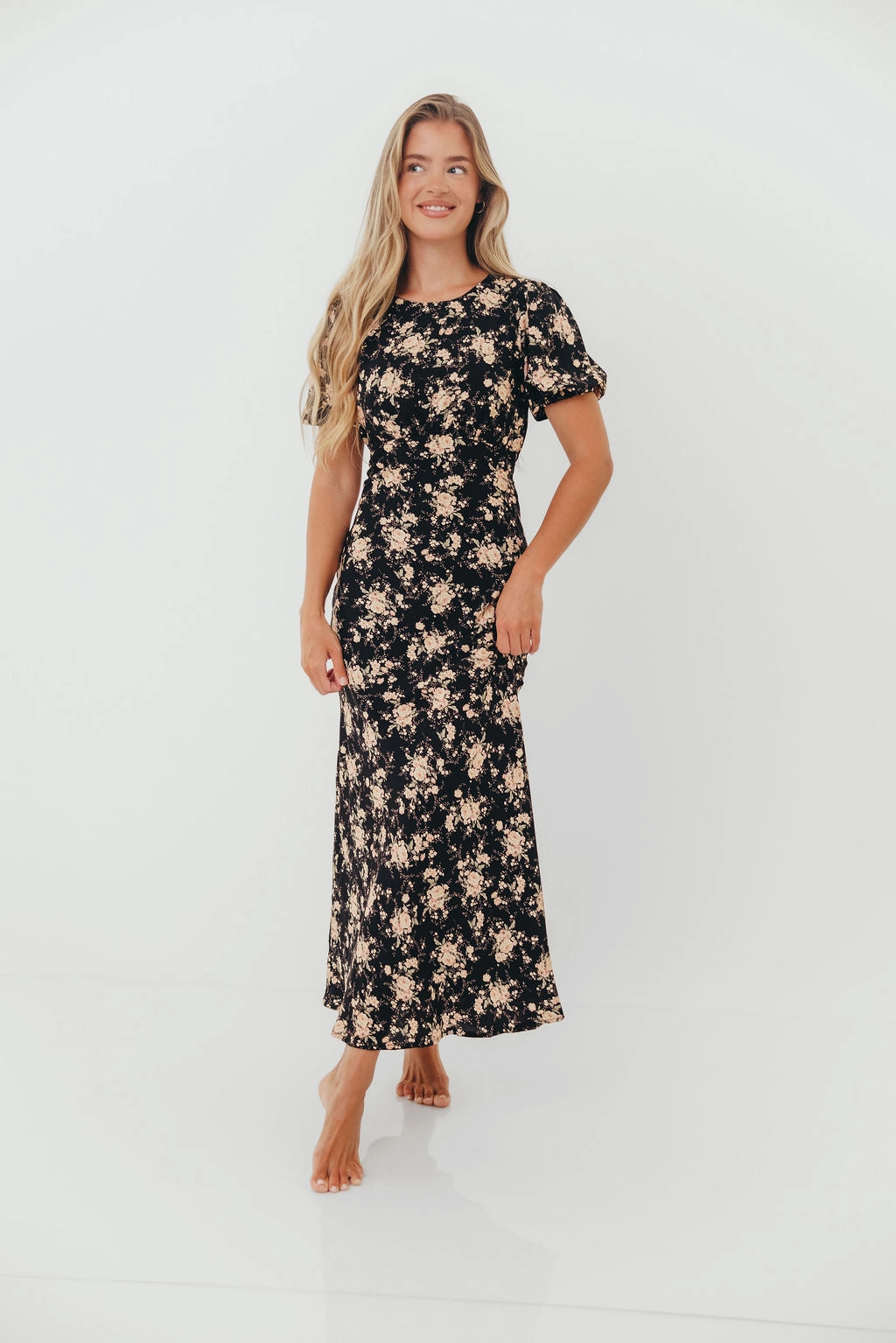 Casual and Comfy Annie Maxi Dress in Black Floral