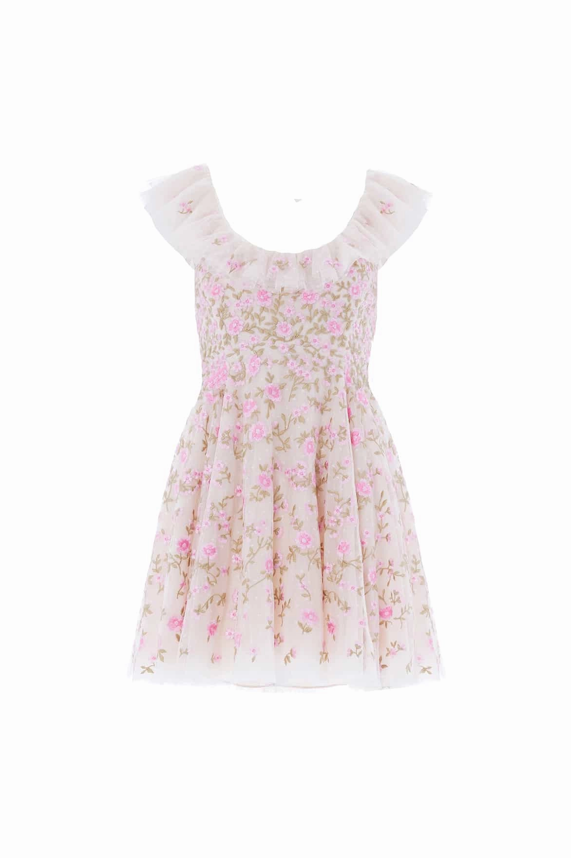 Eco Friendly Feminine layered dress Lea Ditsy Micro Mini Dress